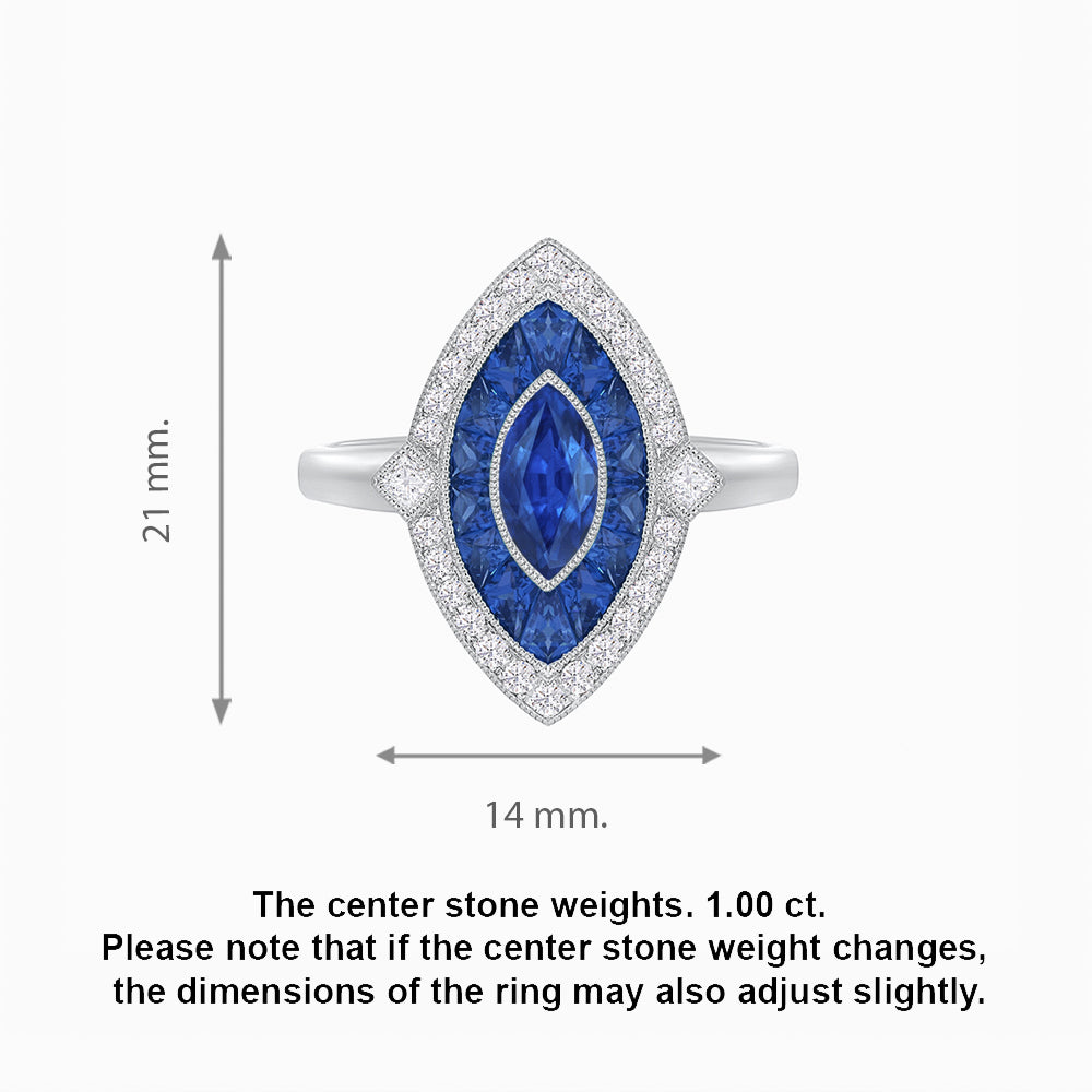 Art Deco Style Marquise Shape Gemstone Ring