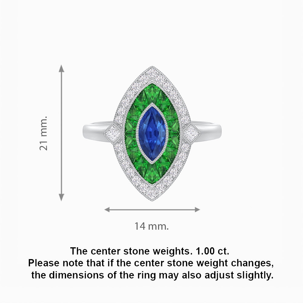 Art Deco Style Marquise Shape Gemstone Ring