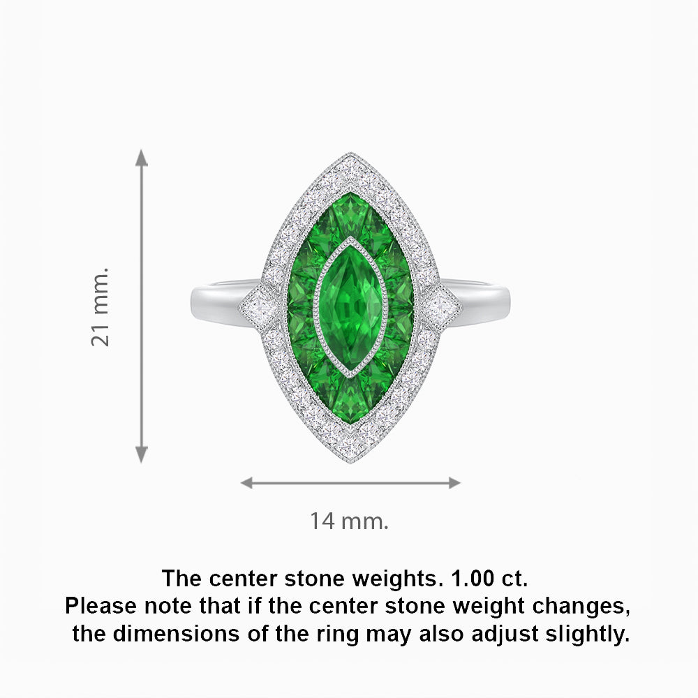 Art Deco Style Marquise Shape Gemstone Ring