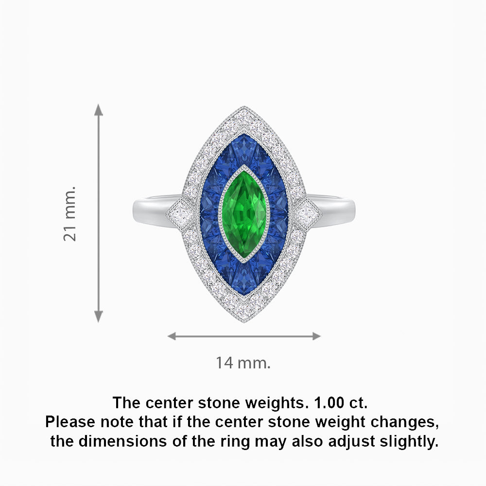 Art Deco Style Marquise Shape Gemstone Ring
