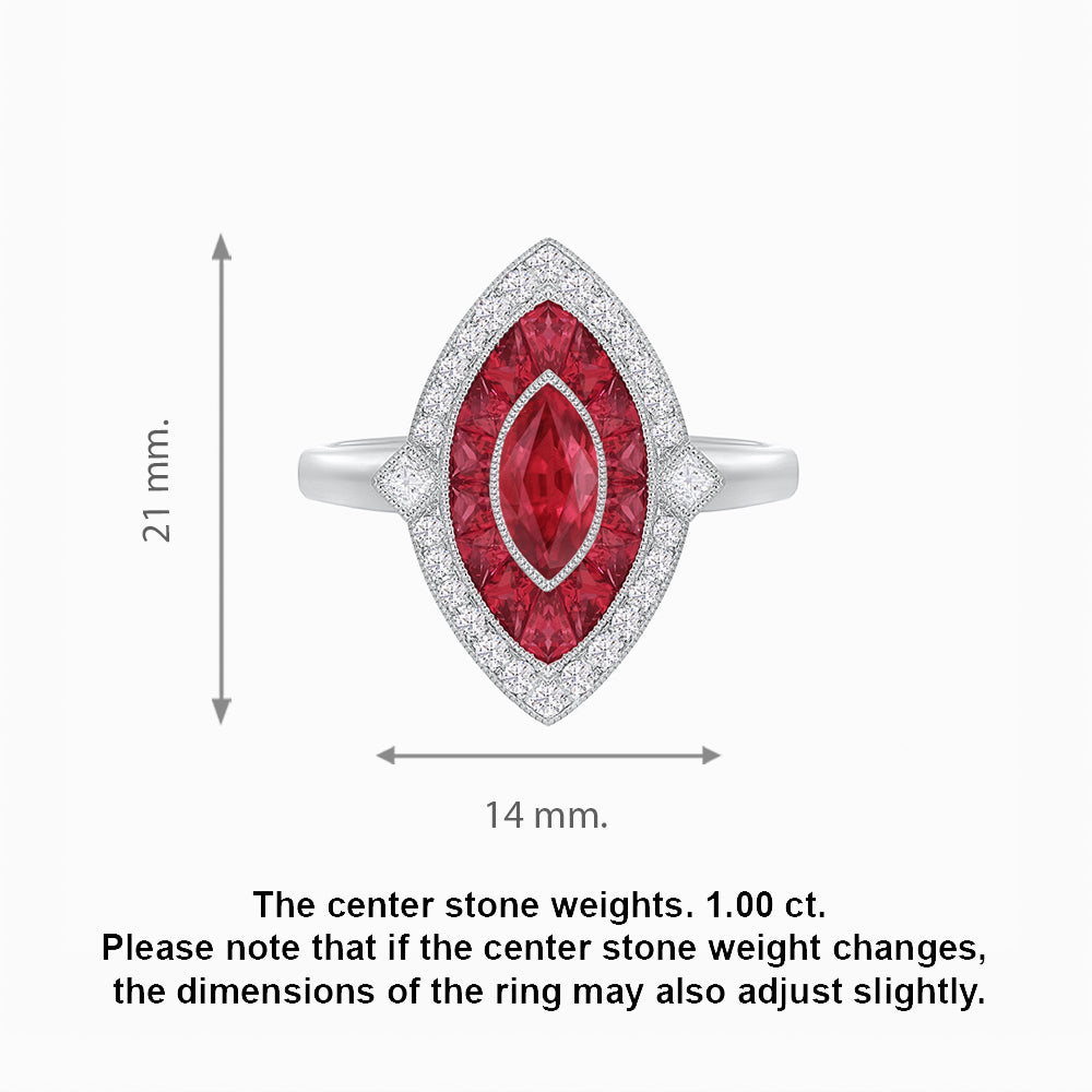 Art Deco Style Marquise Shape Gemstone Ring