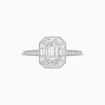 Load image into Gallery viewer, Art Deco Style Emerald Shape Halo Engagement Ring with Diamond