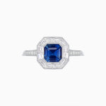 Load image into Gallery viewer, Art Deco Style Asscher Cut Halo Engagement Ring with Diamond