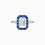Load image into Gallery viewer, Art Deco Inspired Emerald Cut French-Cut Gemstone Halo Ring