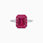 Load image into Gallery viewer, Art Deco Inspired Emerald Cut French-Cut Gemstone Halo Ring