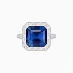 Load image into Gallery viewer, Art Deco Inspired Asscher Cut Ring with Baguette Diamond Halo