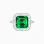 Load image into Gallery viewer, Art Deco Inspired Asscher Cut Ring with Baguette Diamond Halo
