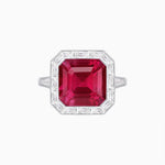 Load image into Gallery viewer, Art Deco Inspired Asscher Cut Ring with Baguette Diamond Halo