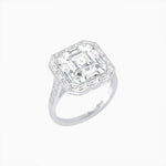 Load image into Gallery viewer, Art Deco Inspired Asscher Cut Ring with Baguette Diamond Halo