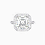 Load image into Gallery viewer, Art Deco Inspired Asscher Cut Ring with Baguette Diamond Halo