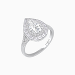 Load image into Gallery viewer, Art Deco Inspired Pear Cut Double Halo Ring with Baguette Diamonds