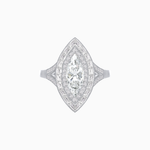 Load image into Gallery viewer, Marquise Diamond Double Halo Ring with Baguette Frame