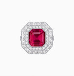 Load image into Gallery viewer, One-of-a-Kind Art Deco Inspired Emerald Cut Double Halo Ring