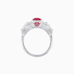 Load image into Gallery viewer, Vintage Inspired Cushion Cut Three-Stone Halo Ring with Pear-Shaped Side Stones