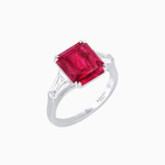 Load image into Gallery viewer, Emerald-Cut Engagement Ring with Tapered Baguette Side Stones