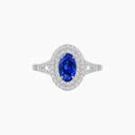 Load image into Gallery viewer, Vintage Inspired Oval Cut Double Halo Engagement Ring