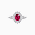Load image into Gallery viewer, Vintage Inspired Oval Cut Double Halo Engagement Ring