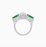 Load image into Gallery viewer, Vintage Inspired Marquise & Pear Three-Stone Halo Ring