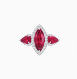 Load image into Gallery viewer, Vintage Inspired Marquise & Pear Three-Stone Halo Ring