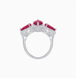Load image into Gallery viewer, Vintage Inspired Marquise & Pear Three-Stone Halo Ring