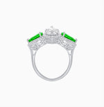 Load image into Gallery viewer, Vintage Inspired Marquise & Pear Three-Stone Halo Ring