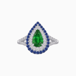 Load image into Gallery viewer, Vintage Inspired Pear Cut Double Halo Gemstone & Diamond Ring