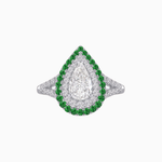 Load image into Gallery viewer, Vintage Inspired Pear Cut Double Halo Gemstone & Diamond Ring