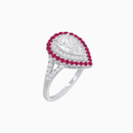 Load image into Gallery viewer, Vintage Inspired Pear Cut Double Halo Gemstone & Diamond Ring