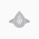 Load image into Gallery viewer, Vintage Inspired Pear Cut Double Halo Gemstone & Diamond Ring