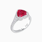 Load image into Gallery viewer, Vintage Inspired Heart Shape Halo Ring with Baguette Diamonds