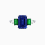 Load image into Gallery viewer, Art Deco Inspired Emerald Cut Three-Stone Ring with Tapered Baguettes