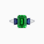 Load image into Gallery viewer, Art Deco Inspired Emerald Cut Three-Stone Ring with Tapered Baguettes