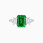 Load image into Gallery viewer, Art Deco Inspired Emerald Cut Three-Stone Ring with Tapered Baguettes