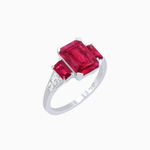 Load image into Gallery viewer, Art Deco Inspired Emerald Cut Three-Stone Ring with Tapered Baguettes