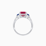 Load image into Gallery viewer, Art Deco Inspired Emerald Cut Three-Stone Ring with Tapered Baguettes