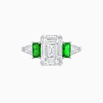 Load image into Gallery viewer, Art Deco Inspired Emerald Cut Three-Stone Ring with Tapered Baguettes