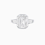 Load image into Gallery viewer, Modern Art Deco Inspired Emerald-Cut Bezel Engagement Ring with Tapered Baguette Side Stones