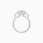 Load image into Gallery viewer, Modern Art Deco Inspired Emerald-Cut Bezel Engagement Ring with Tapered Baguette Side Stones