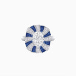 Load image into Gallery viewer, Art Deco Inspired Oval Sunburst Cocktail Ring with Calibré-Cut Gemstones