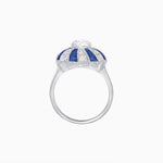 Load image into Gallery viewer, Art Deco Inspired Oval Sunburst Cocktail Ring with Calibré-Cut Gemstones