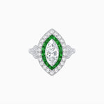 Load image into Gallery viewer, Art Deco Inspired Convertible Marquise Double Halo Ring Pendant