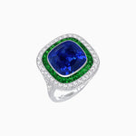 Load image into Gallery viewer, Double Halo Art Deco Style Convertible Ring Pendant with Cushion Cut Center Stone