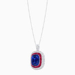 Load image into Gallery viewer, Double Halo Art Deco Style Convertible Ring Pendant with Cushion Cut Center Stone