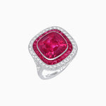 Load image into Gallery viewer, Double Halo Art Deco Style Convertible Ring Pendant with Cushion Cut Center Stone