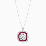 Load image into Gallery viewer, Double Halo Art Deco Style Convertible Ring Pendant with Cushion Cut Center Stone