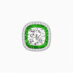 Load image into Gallery viewer, Double Halo Art Deco Style Convertible Ring Pendant with Cushion Cut Center Stone