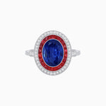 Load image into Gallery viewer, Art Deco Inspired Convertible Oval Double Halo Ring Pendant
