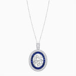 Load image into Gallery viewer, Art Deco Inspired Convertible Oval Double Halo Ring Pendant