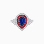 Load image into Gallery viewer, Art Deco Inspired Convertible Pear Double Halo Ring Pendant