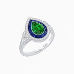 Load image into Gallery viewer, Art Deco Inspired Convertible Pear Double Halo Ring Pendant
